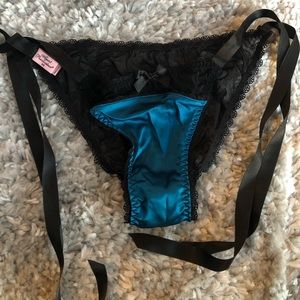 Agent Provocateur Teal and Black Tie Underwear
